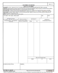 DAF Form 1613 - Statement Of Service