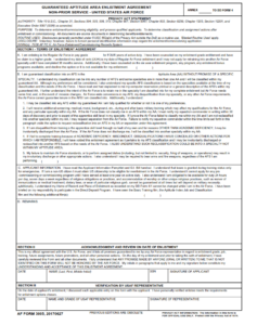 AF Form 3005 - Guaranteed Aptitude Area Enlistment Agreement-Non-Prior Service-United States Air Force